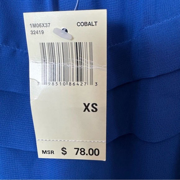 NWT Max Studio Blouse Cobalt Blue Size XS Tiers Jewel Tone Sheer Office Casual - Picture 7 of 11